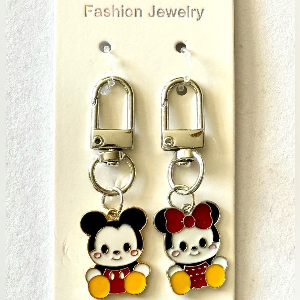 BAG CHARM Silver Tone Baby Mickey and Minnie Bag Charm Keychain
